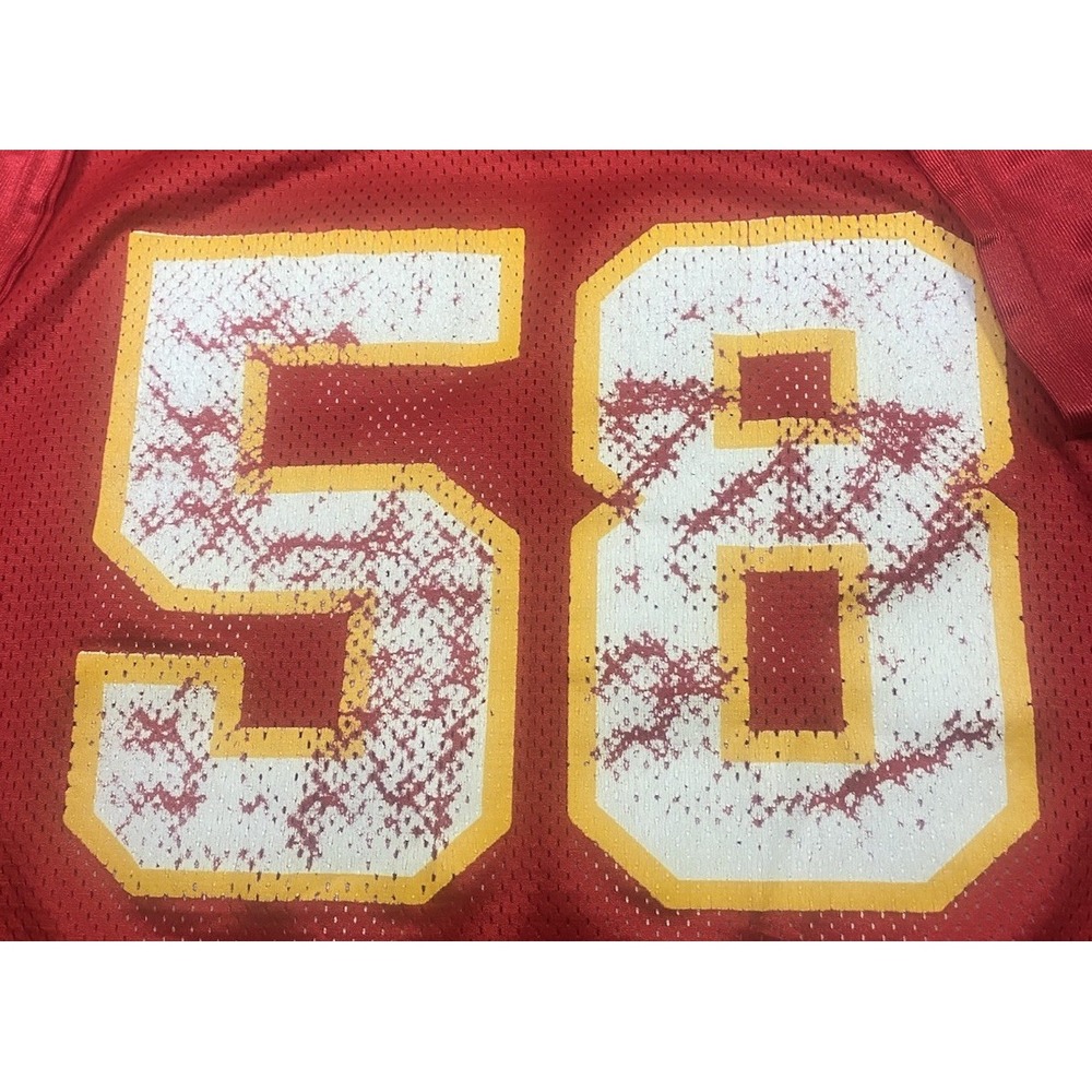 Vintage Red Oak By Brazos #58 Kansas City Chiefs Colors Jersey Medium Distressed - Picture 7 of 7